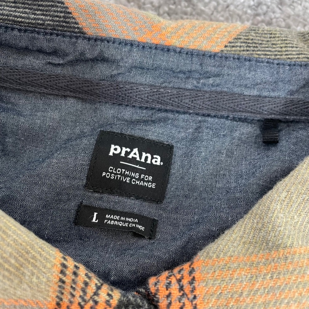 Prana Flannel Shirt Womens Large Golden Canyon Organic Cotton Plaid Fall - Picture 3 of 13